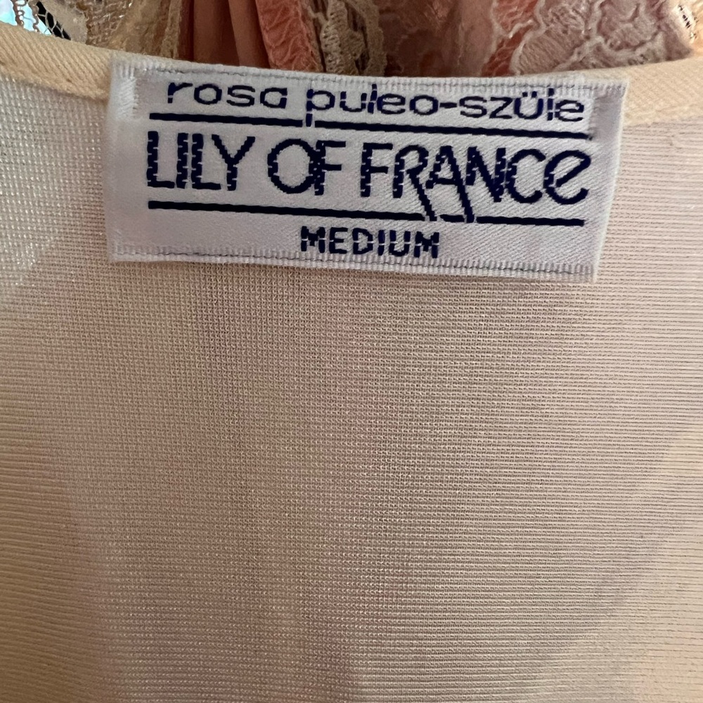 90s Lily Of France Lace Kimono Floral Robe Women's Size Medium Belted Vintage - Picture 6 of 6